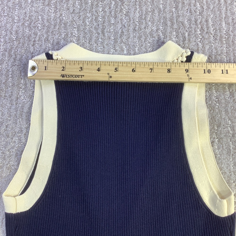 Reiss Lou-Craft Detail Knitted Navy Blue Cream V-Neck Maxi Dress Size M NWT - Picture 14 of 14
